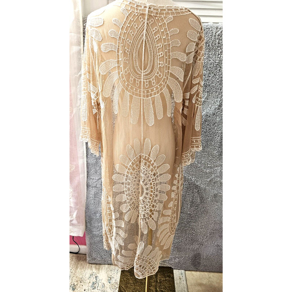 Rebellion Duster Cardigan Ivory Lace Floral Hippie Cottage Boho Festival Small - Picture 1 of 4